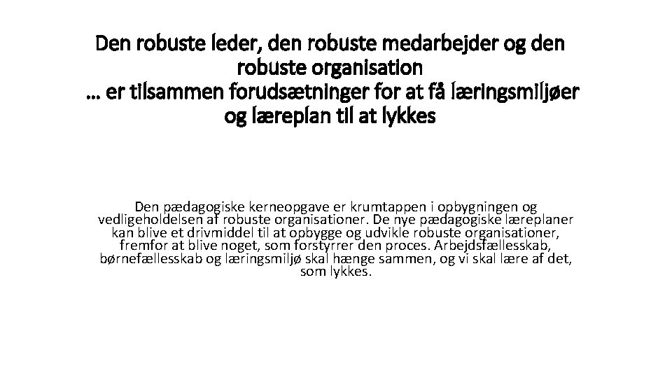 Den robuste leder, den robuste medarbejder og den robuste organisation … er tilsammen forudsætninger