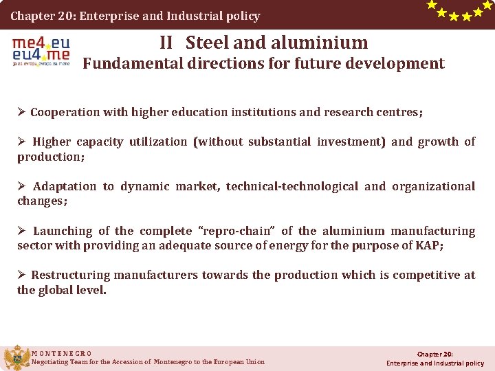 Chapter 20: Enterprise and Industrial policy II Steel and aluminium Fundamental directions for future