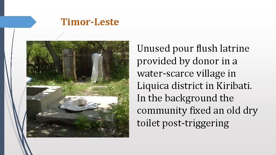 Timor-Leste Unused pour flush latrine provided by donor in a water-scarce village in Liquica Timor-Leste Unused pour flush latrine provided by donor in a water-scarce village in Liquica
