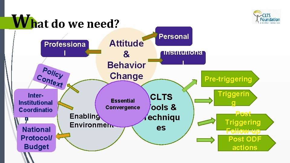 What do we need? Professiona l Pol i Con cy text Inter. Institutional Coordinatio What do we need? Professiona l Pol i Con cy text Inter. Institutional Coordinatio