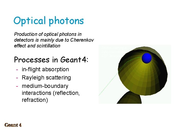 Optical photons Production of optical photons in detectors is mainly due to Cherenkov effect