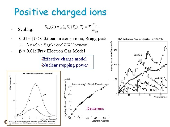 Positive charged ions • • • Scaling: 0. 01 < < 0. 05 parameterisations,