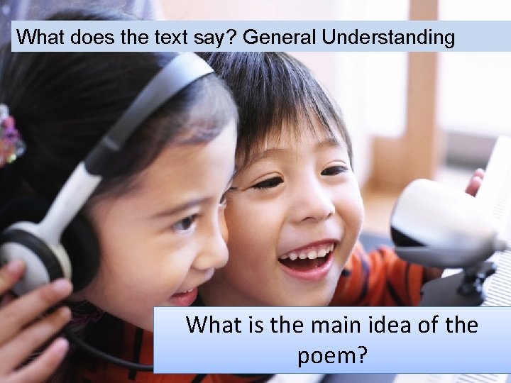 What does the text say? General Understanding What is the main idea of the