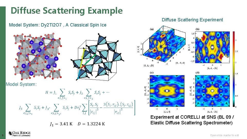 Diffuse Scattering Example Model System: Dy 2 Ti 2 O 7 , A Classical
