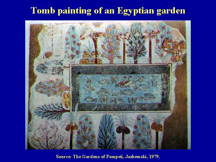 Tomb painting of an Egyptian garden Source: The Gardens of Pompeii, Jashemski, 1979. 