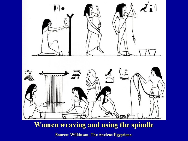 Women weaving and using the spindle Source: Wilkinson, The Ancient Egyptians. 