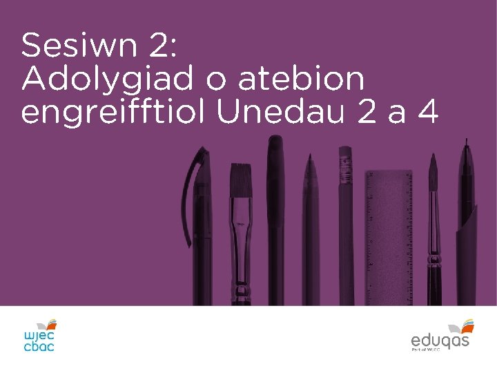 Sesiwn 2: Adolygiad o atebion engreifftiol Unedau 2 a 4 