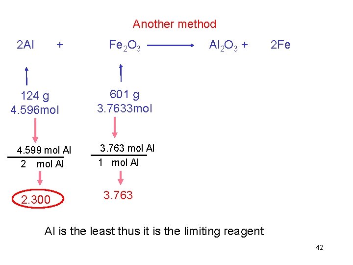 Another method 2 Al + 124 g 4. 596 mol 4. 599 mol Al