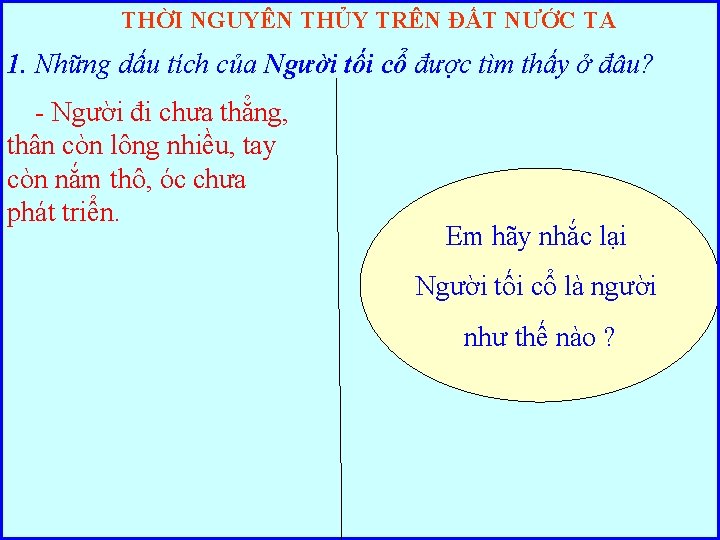 THỜI NGUYÊN THỦY TRÊN ĐẤT NƯỚC TA 1. Những dấu tích của Người tối