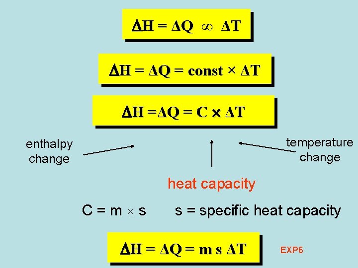 DH = ΔQ ∞ ΔT DH = ΔQ = const × ΔT DH = DH = ΔQ ∞ ΔT DH = ΔQ = const × ΔT DH =