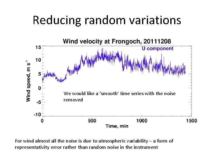 Reducing random variations We would like a ‘smooth’ time series with the noise removed