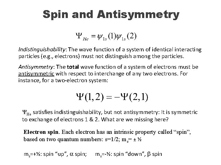 Spin and Antisymmetry Indistinguishability: The wave function of a system of identical interacting particles