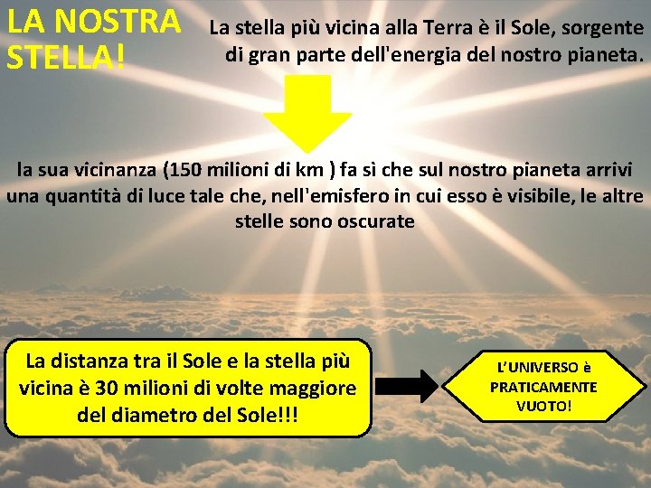 LA NOSTRA STELLA! La stella più vicina alla Terra è il Sole, sorgente di LA NOSTRA STELLA! La stella più vicina alla Terra è il Sole, sorgente di