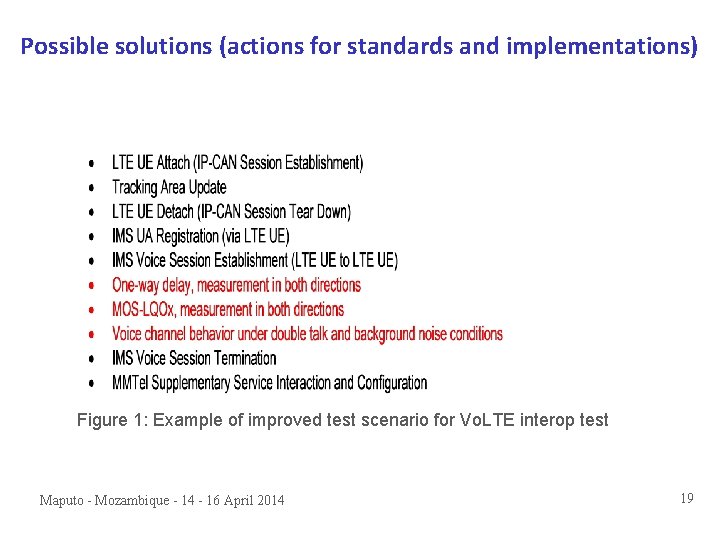 Possible solutions (actions for standards and implementations) Figure 1: Example of improved test scenario