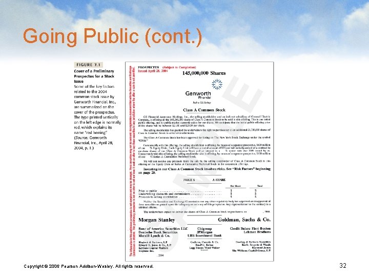 Going Public (cont. ) Copyright © 2006 Pearson Addison-Wesley. All rights reserved. 32 