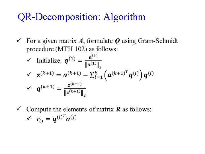 QR-Decomposition: Algorithm 