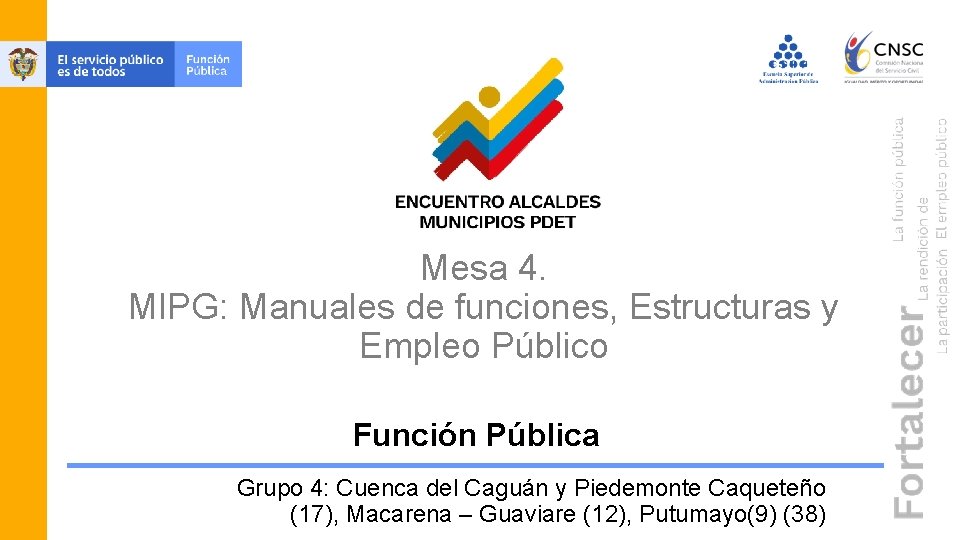 Mesa 4. MIPG: Manuales de funciones, Estructuras y Empleo Público Función Pública Grupo 4: