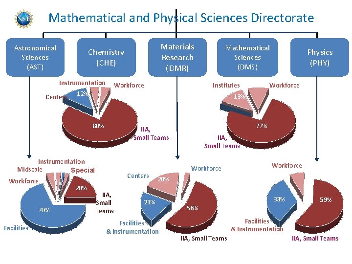 Mathematical and Physical Sciences Directorate Astronomical Sciences (AST) Instrumentation Centers Workforce Facilities Institutes 20%