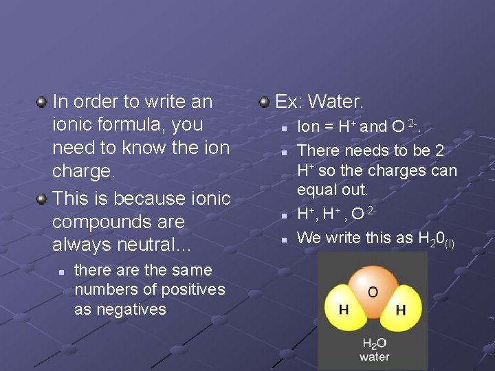 In order to write an ionic formula, you need to know the ion charge.