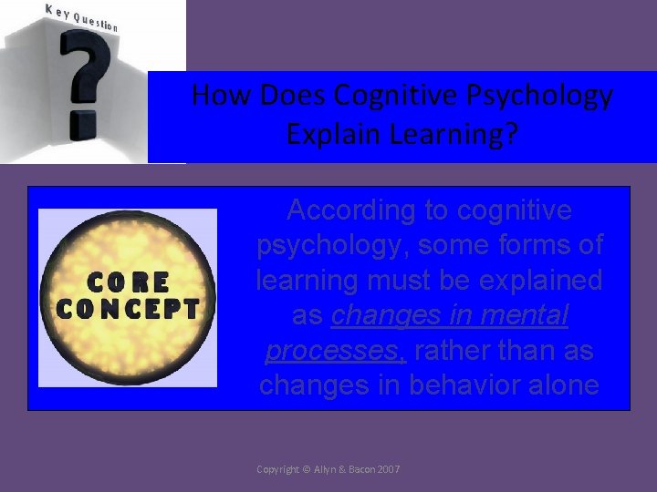 How Does Cognitive Psychology Explain Learning? According to cognitive psychology, some forms of learning