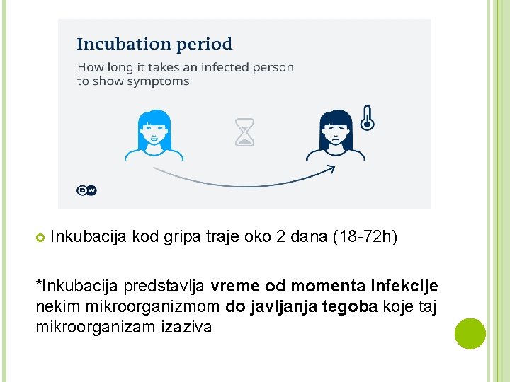  Inkubacija kod gripa traje oko 2 dana (18 -72 h) *Inkubacija predstavlja vreme