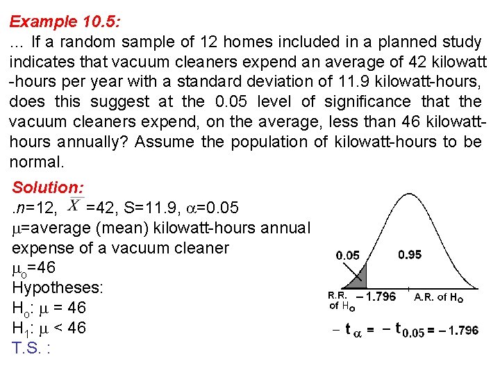 Example 10. 5: … If a random sample of 12 homes included in a