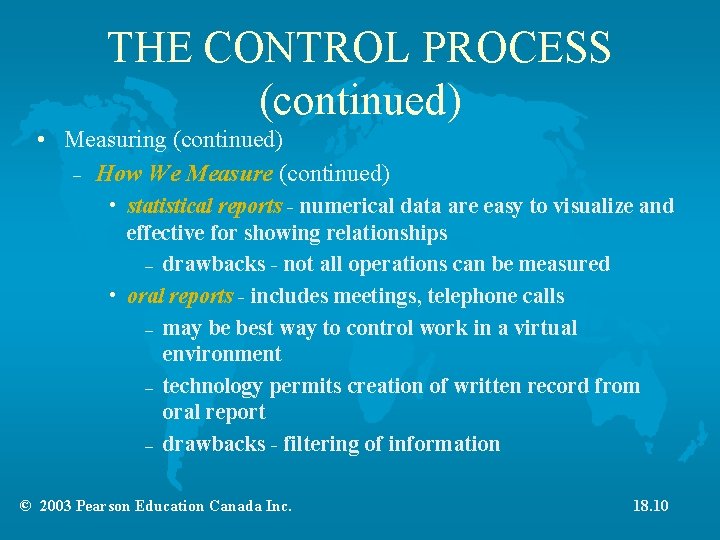 Chapter 18 FOUNDATIONS OF CONTROL 2003 Pearson Education