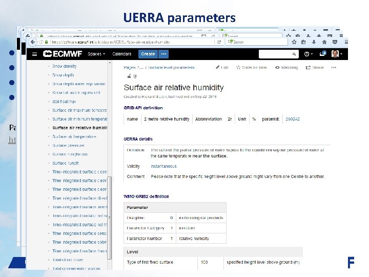 UERRA parameters 8 parameters on 3 types of vertical levels (model, pressure and height)