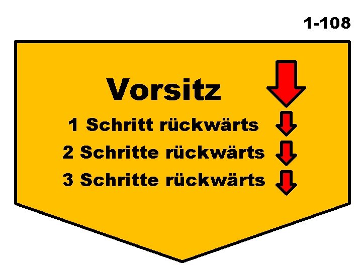 1 -108 Vorsitz 1 Schritt rückwärts 2 Schritte rückwärts 3 Schritte rückwärts 