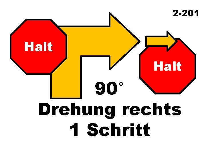 2 -201 Halt 90° Drehung rechts 1 Schritt 