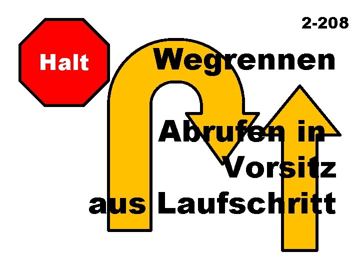 2 -208 Halt Wegrennen Abrufen in Vorsitz aus Laufschritt 
