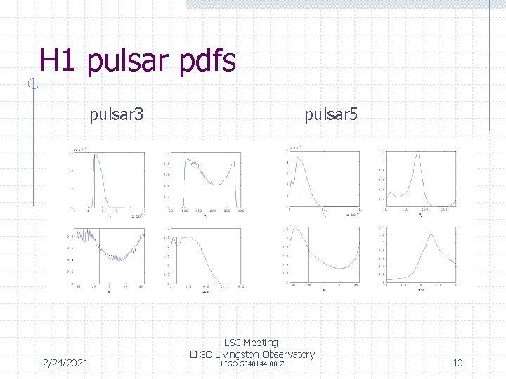 H 1 pulsar pdfs pulsar 3 2/24/2021 pulsar 5 LSC Meeting, LIGO Livingston Observatory