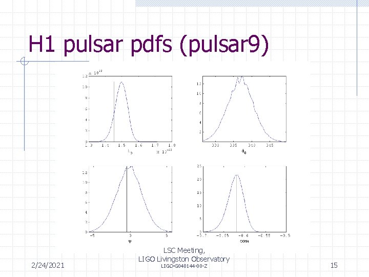 H 1 pulsar pdfs (pulsar 9) 2/24/2021 LSC Meeting, LIGO Livingston Observatory LIGO-G 040144