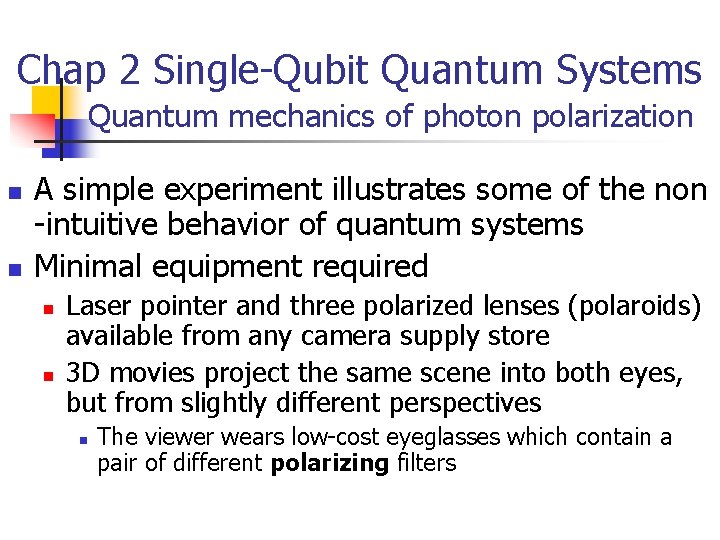 Quantum Computing Rieffel Polak Chapters 1 and 2