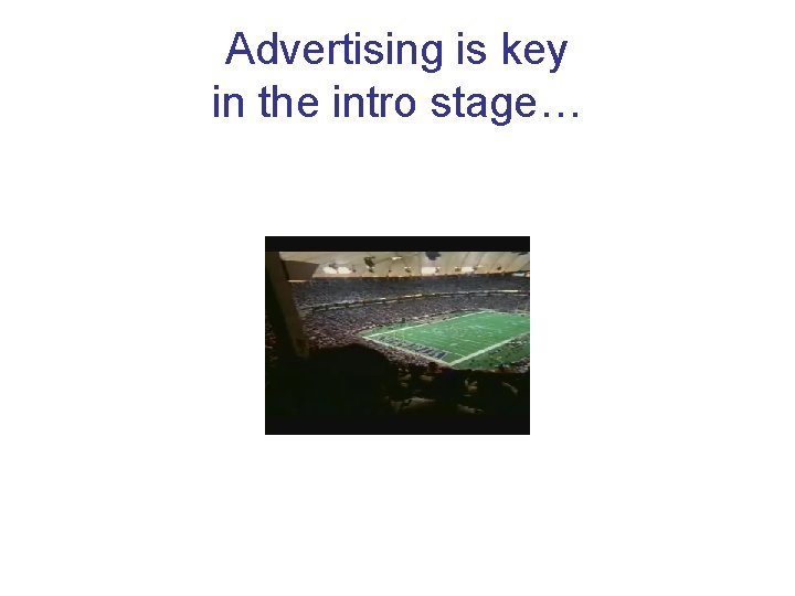Advertising is key in the intro stage… 