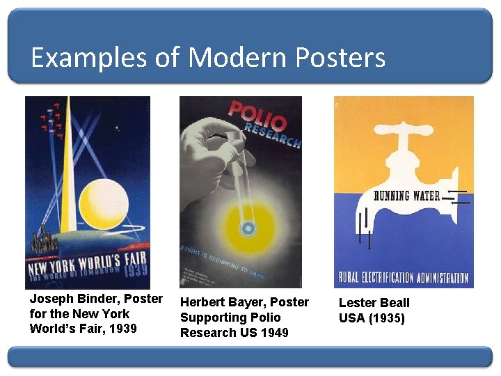 Examples of Modern Posters Joseph Binder, Poster for the New York World’s Fair, 1939
