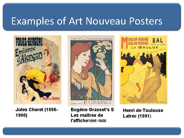 Examples of Art Nouveau Posters Jules Cheret (18961900) Eugène Grasset’s S Les maîtres de