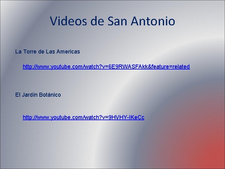Videos de San Antonio La Torre de Las Americas http: //www. youtube. com/watch? v=6