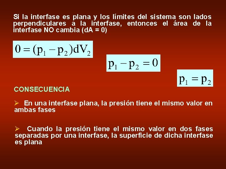 Si la interfase es plana y los límites del sistema son lados perpendiculares a