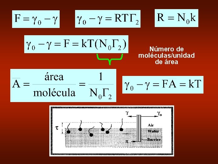 Número de moléculas/unidad de área 