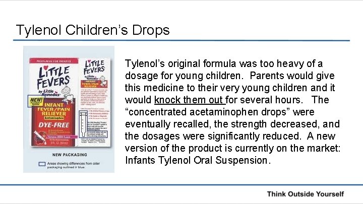 Tylenol Children’s Drops Tylenol’s original formula was too heavy of a dosage for young