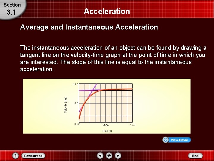 Section 3. 1 Acceleration Average and Instantaneous Acceleration The instantaneous acceleration of an object