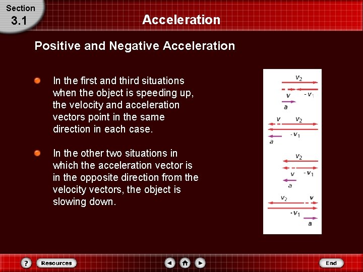 Section 3. 1 Acceleration Positive and Negative Acceleration In the first and third situations