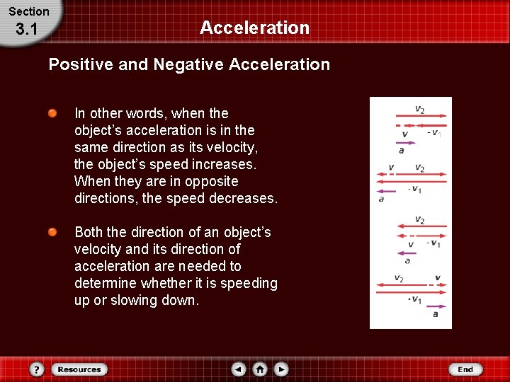 Section 3. 1 Acceleration Positive and Negative Acceleration In other words, when the object’s