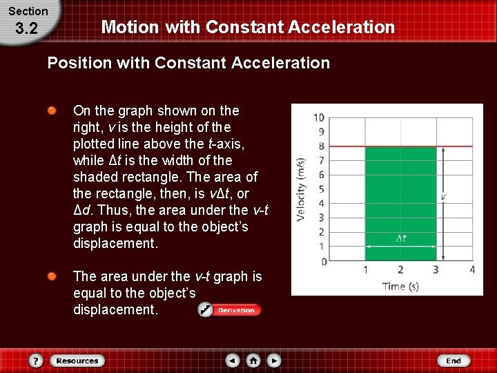 Section 3. 2 Motion with Constant Acceleration Position with Constant Acceleration On the graph