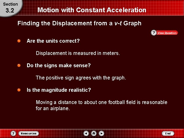 Section 3. 2 Motion with Constant Acceleration Finding the Displacement from a v-t Graph