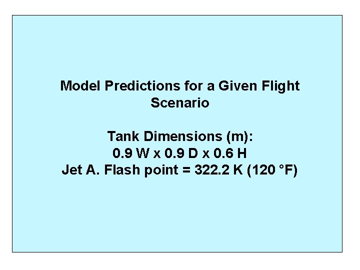 Model Predictions for a Given Flight Scenario Tank Dimensions (m): 0. 9 W x