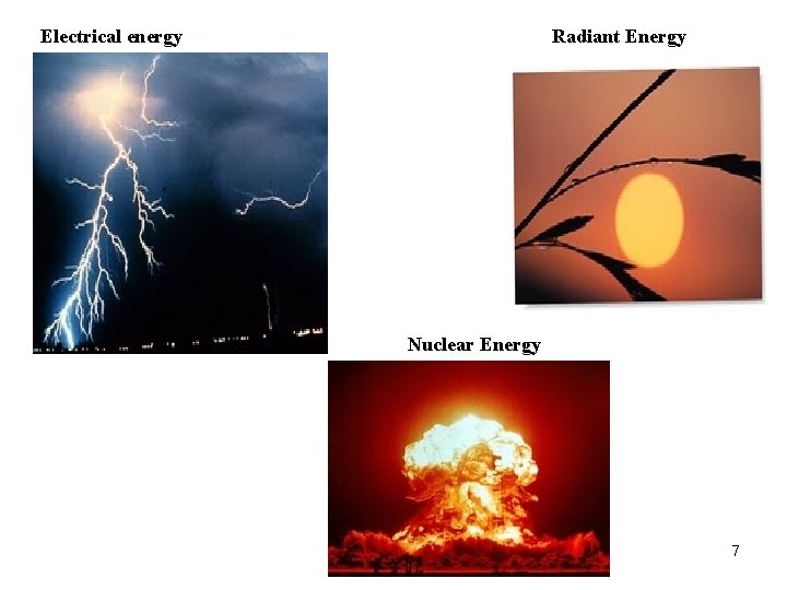 Radiant Energy Electrical energy Nuclear Energy 7 