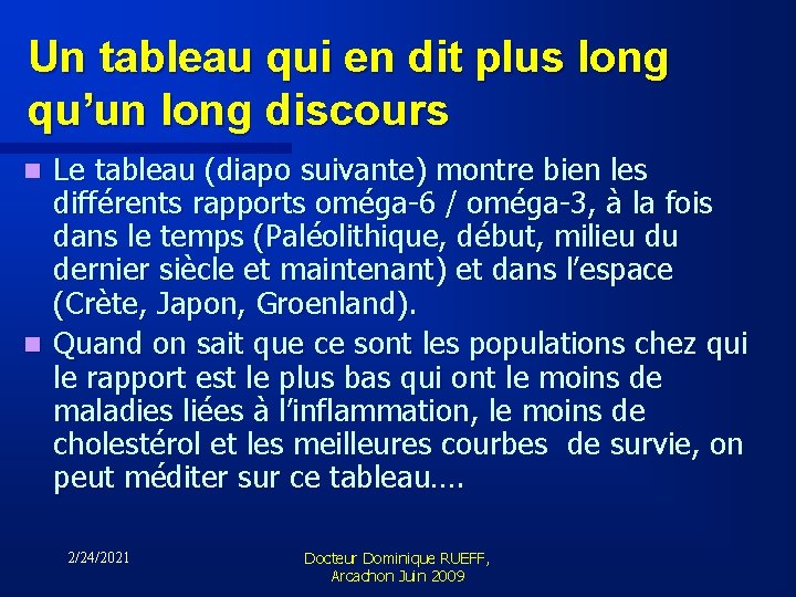 Un tableau qui en dit plus long qu’un long discours Le tableau (diapo suivante)
