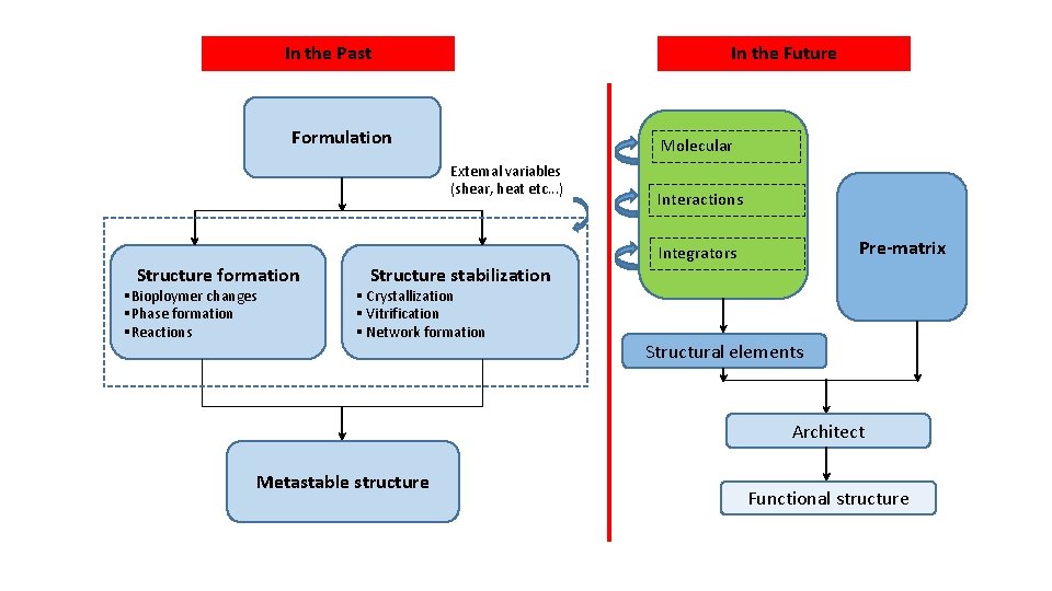 In the Past In the Future Formulation Molecular External variables (shear, heat etc. .